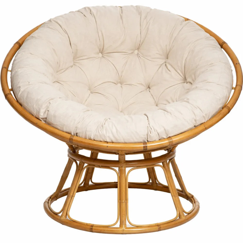 Fauteuil en Rotin avec Coussin Confortable pour Intérieur et Extérieur