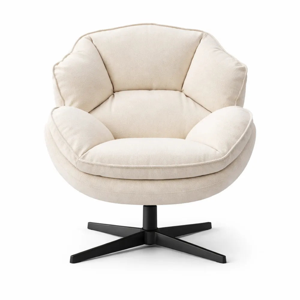 Chaise pivotante confortable avec accoudoirs et dossier double, blanche