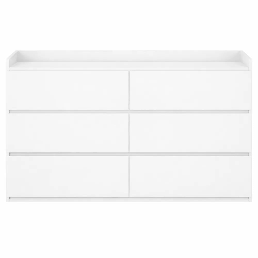 Commode Moderne à 6 Tiroirs pour Salon et Chambre, Blanc, 40 x 138 x 84 cm