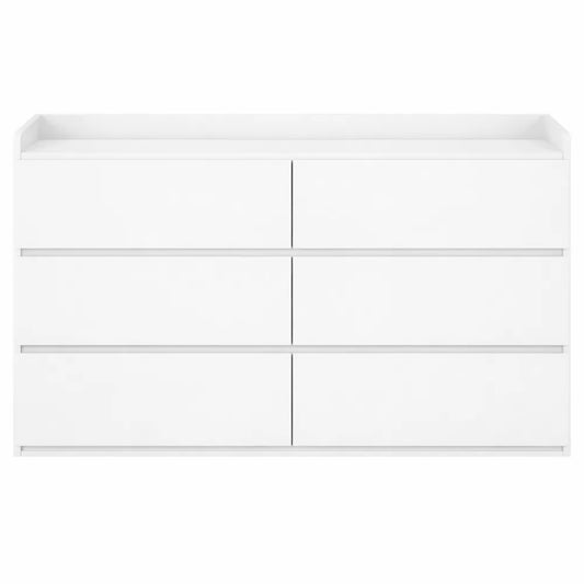Commode Moderne à 6 Tiroirs pour Salon et Chambre, Blanc, 40 x 138 x 84 cm