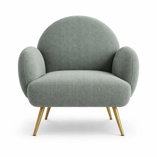 Fauteuil relax moderne vert avec pieds en métal pour salon