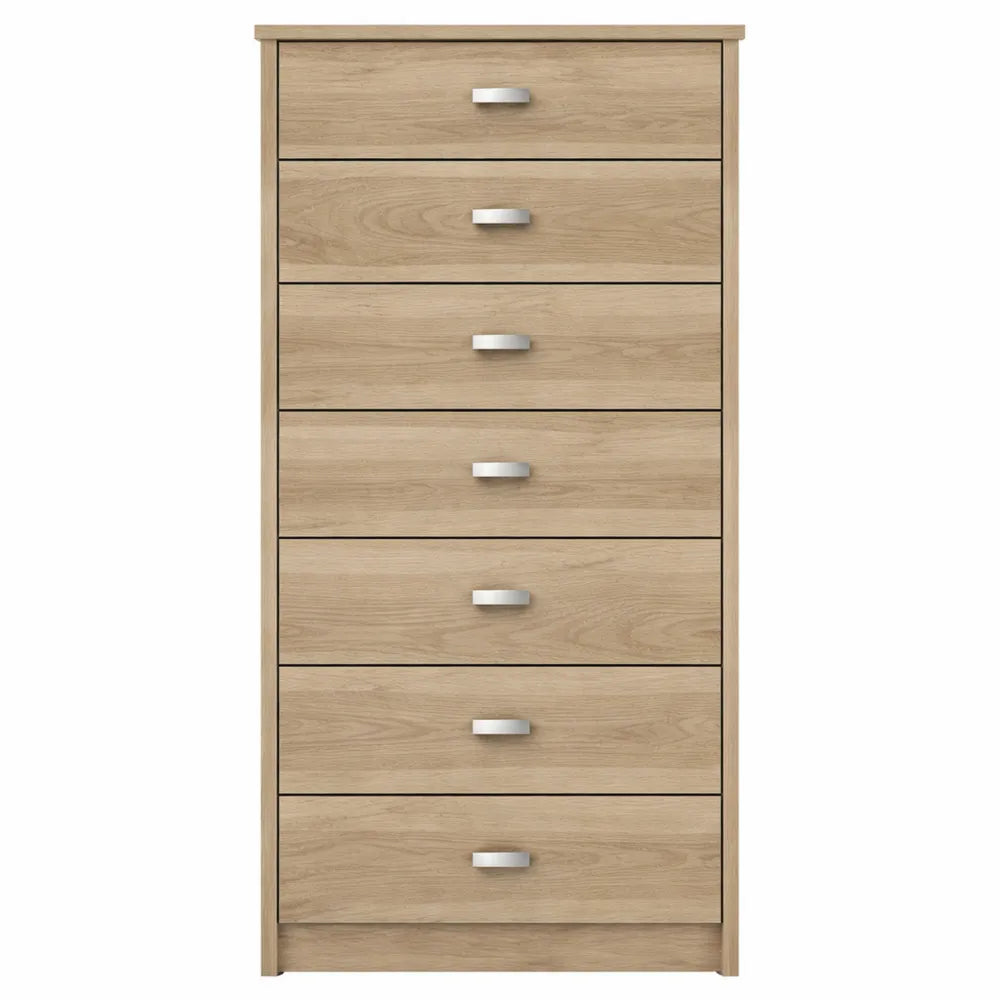 Chiffonnier en Bois avec 7 Tiroirs, Chêne Sonoma, Meuble de Rangement Chambre