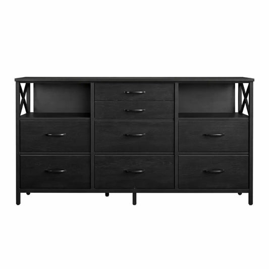Commode Multifonctionnelle 8 Tiroirs avec Ports USB et AC pour Chambre et Salon