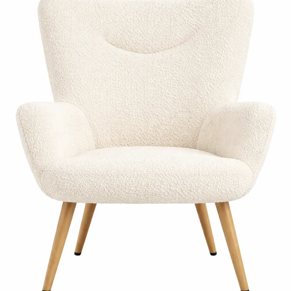 Fauteuil Ergonomique en Tissu Bouclette avec Pieds Métalliques