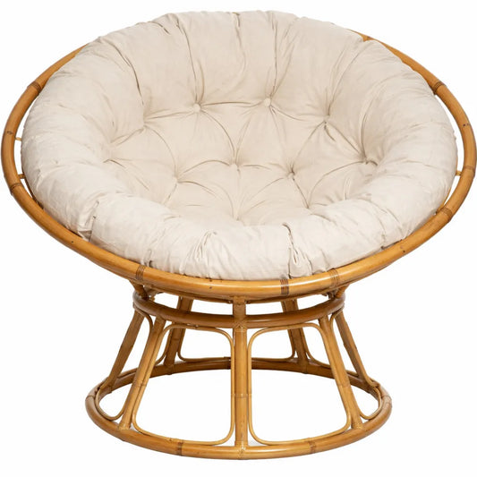 Fauteuil en Rotin avec Coussin Confortable pour Intérieur et Extérieur