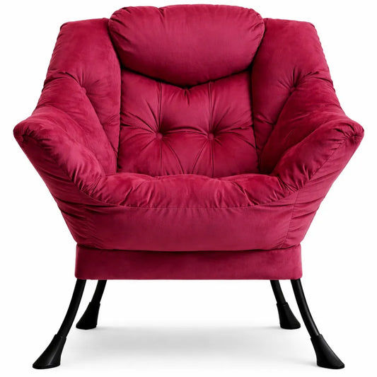 Fauteuil en Velours Rouge pour Salon et Chambre