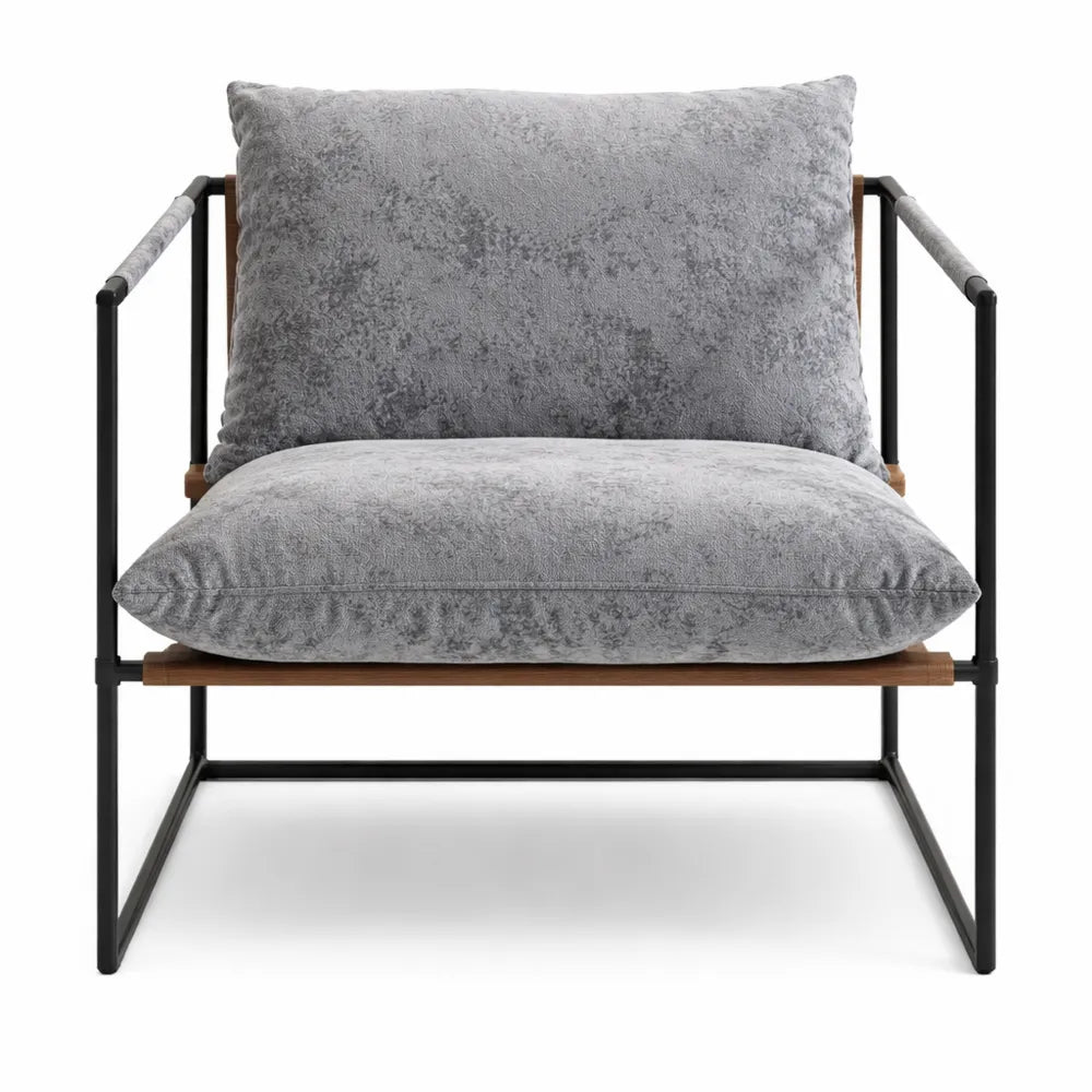Fauteuil d'appoint en velours imprimé avec vaste assise