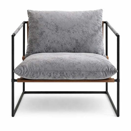 Fauteuil d'appoint en velours imprimé avec vaste assise