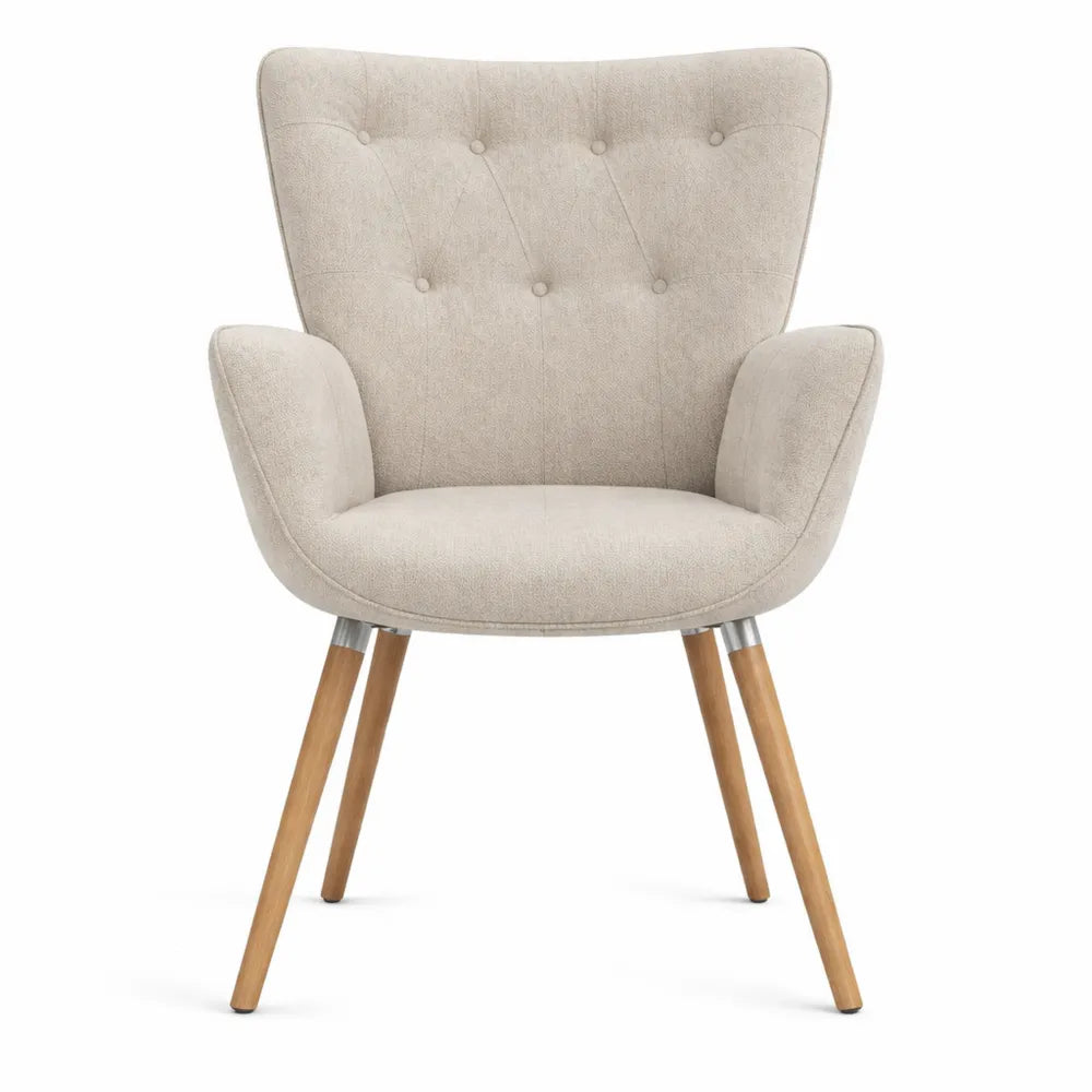 Chaise de Salon Confortable en Tissu avec Pieds en Bois